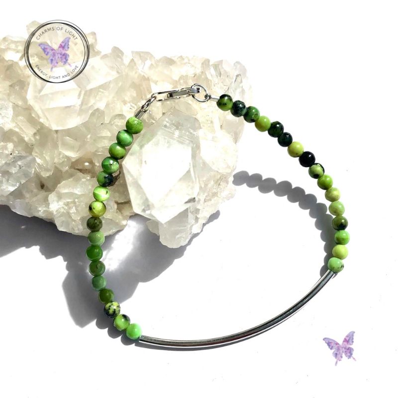 Chrysoprase Beaded Tube Bracelet